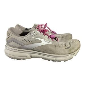 Brooks Ghost 15 Women’s Size 8 Running Shoes Gray Pink Cushioned Sneakers